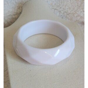 Vintage White Lucite? Bulky Bangle Bracelet B1A